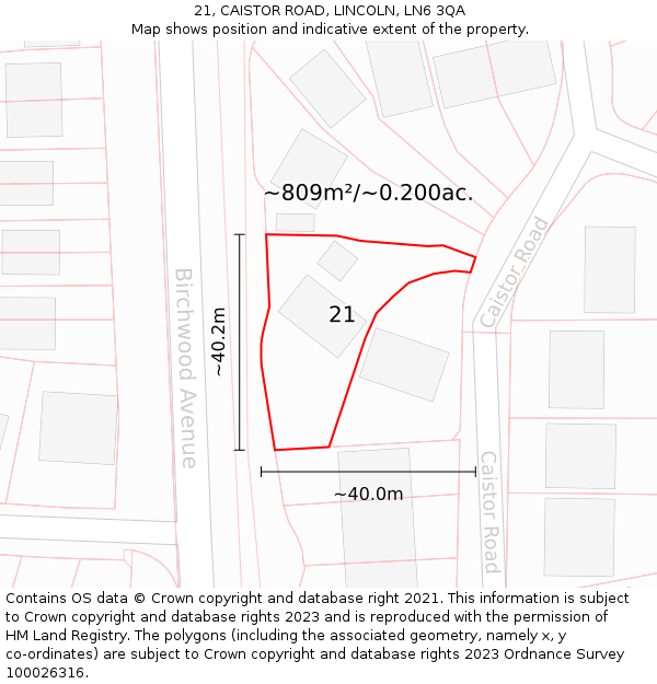 21, CAISTOR ROAD, LINCOLN, LN6 3QA: Plot and title map