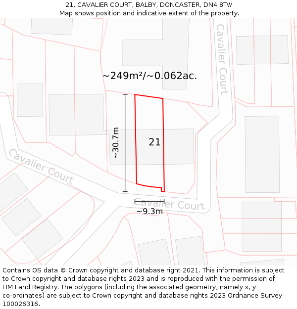 21, CAVALIER COURT, BALBY, DONCASTER, DN4 8TW: Plot and title map