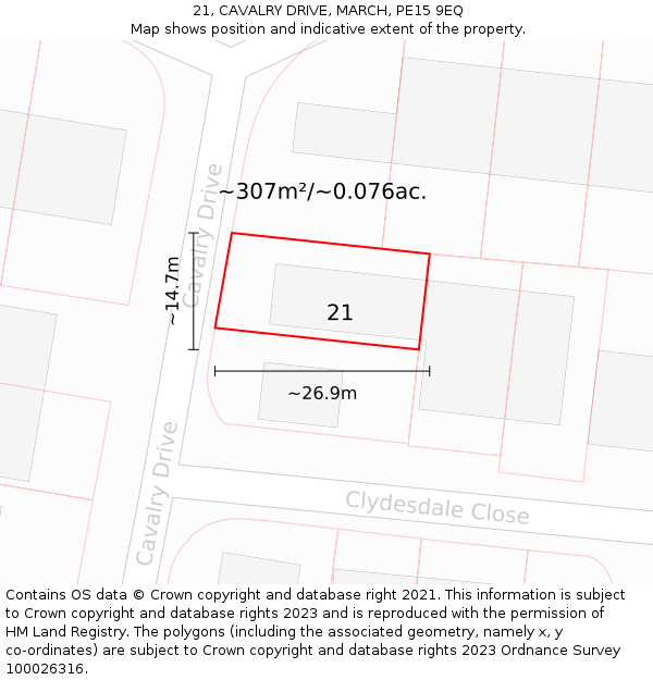 21, CAVALRY DRIVE, MARCH, PE15 9EQ: Plot and title map
