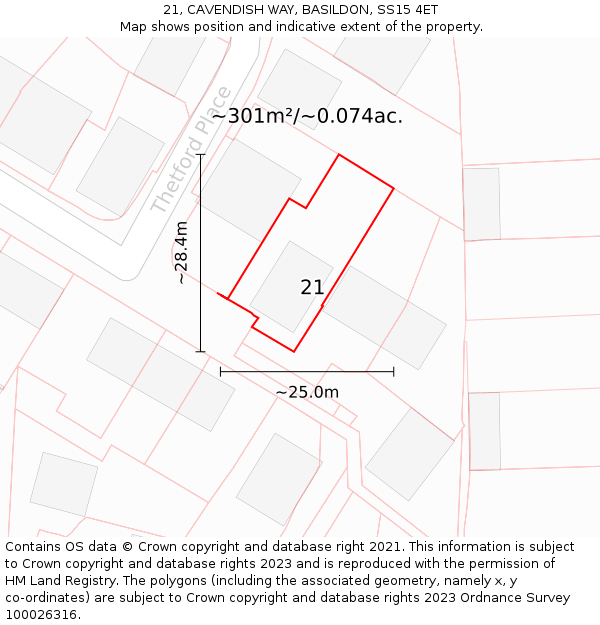 21, CAVENDISH WAY, BASILDON, SS15 4ET: Plot and title map