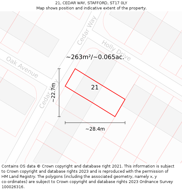 21, CEDAR WAY, STAFFORD, ST17 0LY: Plot and title map