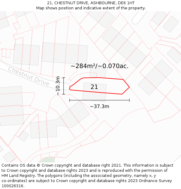 21, CHESTNUT DRIVE, ASHBOURNE, DE6 1HT: Plot and title map