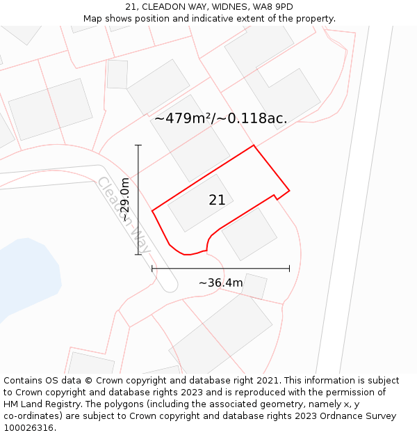 21, CLEADON WAY, WIDNES, WA8 9PD: Plot and title map