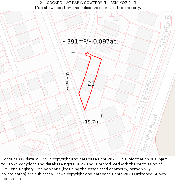 21, COCKED HAT PARK, SOWERBY, THIRSK, YO7 3HB: Plot and title map