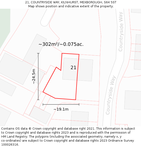 21, COUNTRYSIDE WAY, KILNHURST, MEXBOROUGH, S64 5ST: Plot and title map