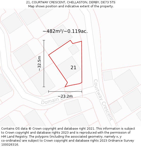 21, COURTWAY CRESCENT, CHELLASTON, DERBY, DE73 5TS: Plot and title map