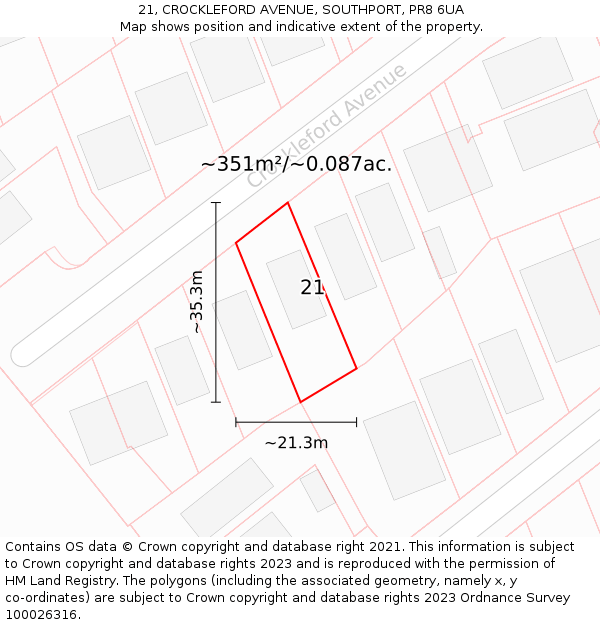 21, CROCKLEFORD AVENUE, SOUTHPORT, PR8 6UA: Plot and title map