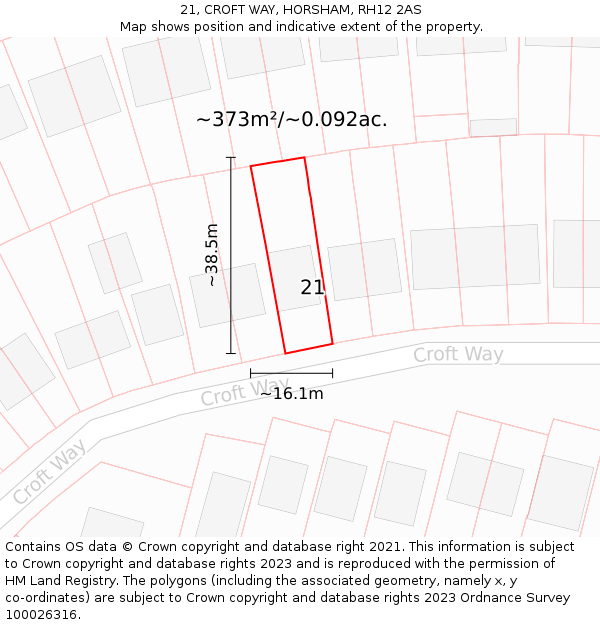 21, CROFT WAY, HORSHAM, RH12 2AS: Plot and title map