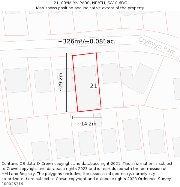 21, CRYMLYN PARC, NEATH, SA10 6DG: Plot and title map
