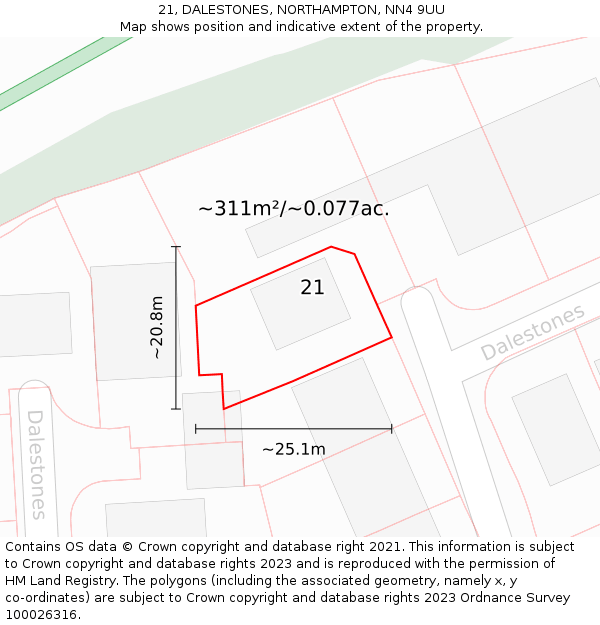 21, DALESTONES, NORTHAMPTON, NN4 9UU: Plot and title map