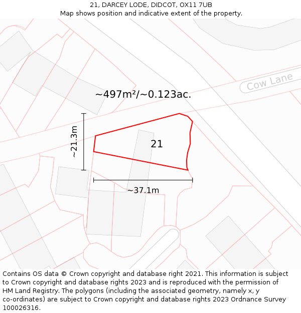21, DARCEY LODE, DIDCOT, OX11 7UB: Plot and title map