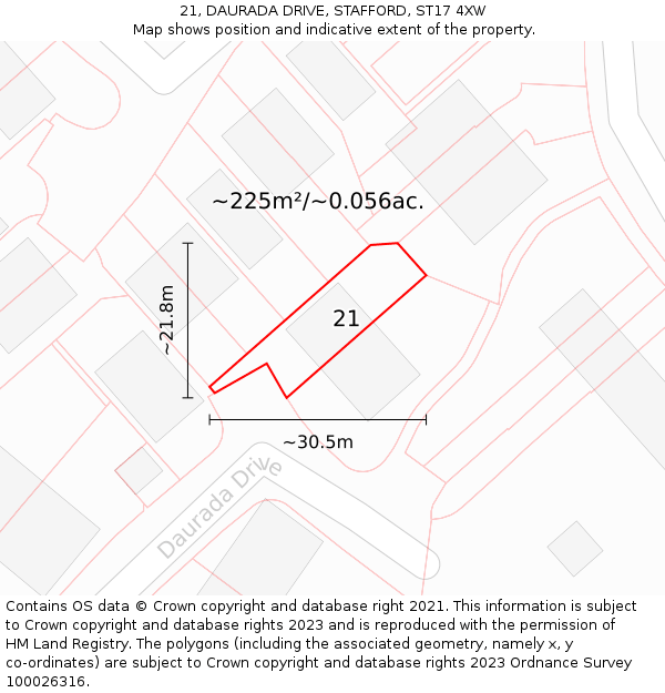 21, DAURADA DRIVE, STAFFORD, ST17 4XW: Plot and title map
