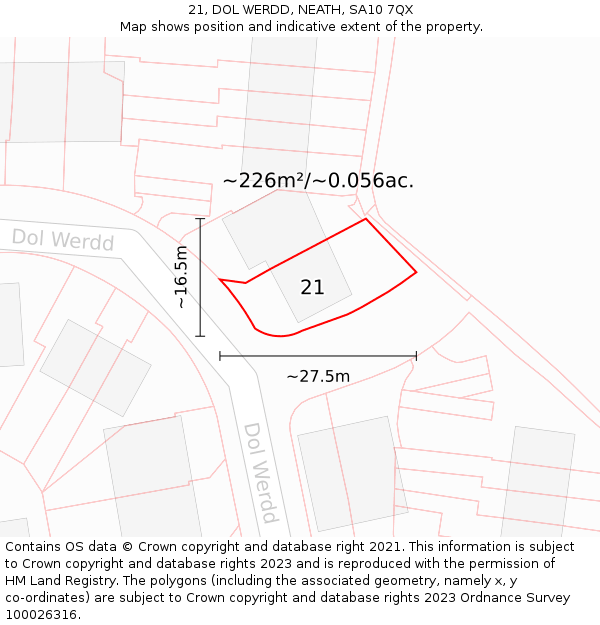 21, DOL WERDD, NEATH, SA10 7QX: Plot and title map
