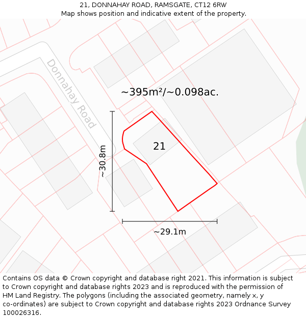 21, DONNAHAY ROAD, RAMSGATE, CT12 6RW: Plot and title map
