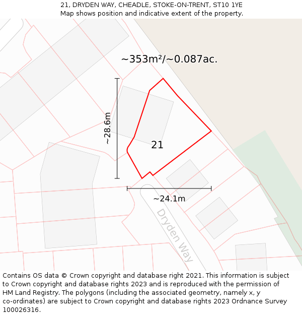 21, DRYDEN WAY, CHEADLE, STOKE-ON-TRENT, ST10 1YE: Plot and title map