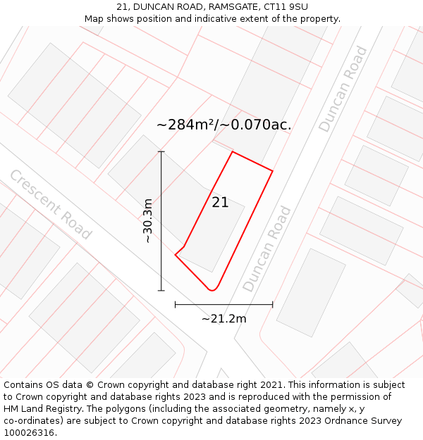 21, DUNCAN ROAD, RAMSGATE, CT11 9SU: Plot and title map