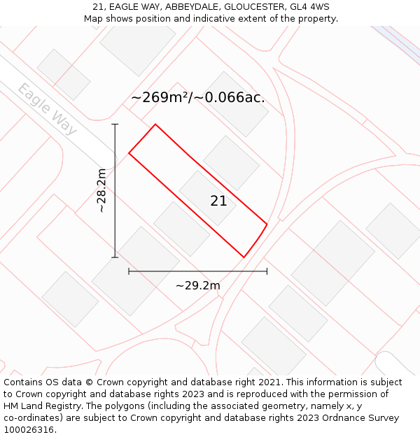 21, EAGLE WAY, ABBEYDALE, GLOUCESTER, GL4 4WS: Plot and title map
