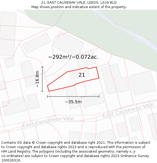 21, EAST CAUSEWAY VALE, LEEDS, LS16 8LG: Plot and title map
