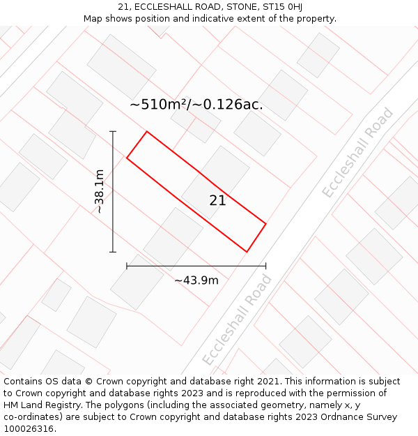21, ECCLESHALL ROAD, STONE, ST15 0HJ: Plot and title map
