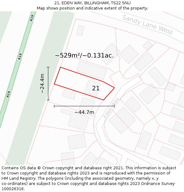 21, EDEN WAY, BILLINGHAM, TS22 5NU: Plot and title map