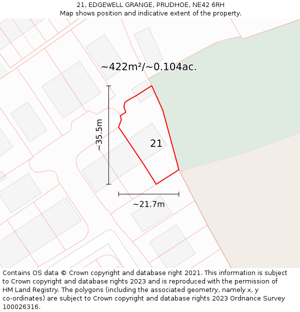 21, EDGEWELL GRANGE, PRUDHOE, NE42 6RH: Plot and title map