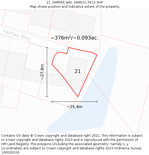 21, FAIRFAX WAY, MARCH, PE15 9HP: Plot and title map
