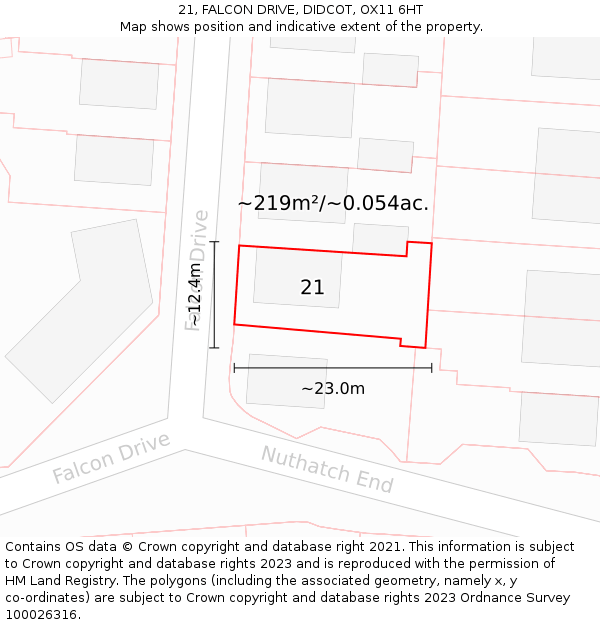 21, FALCON DRIVE, DIDCOT, OX11 6HT: Plot and title map