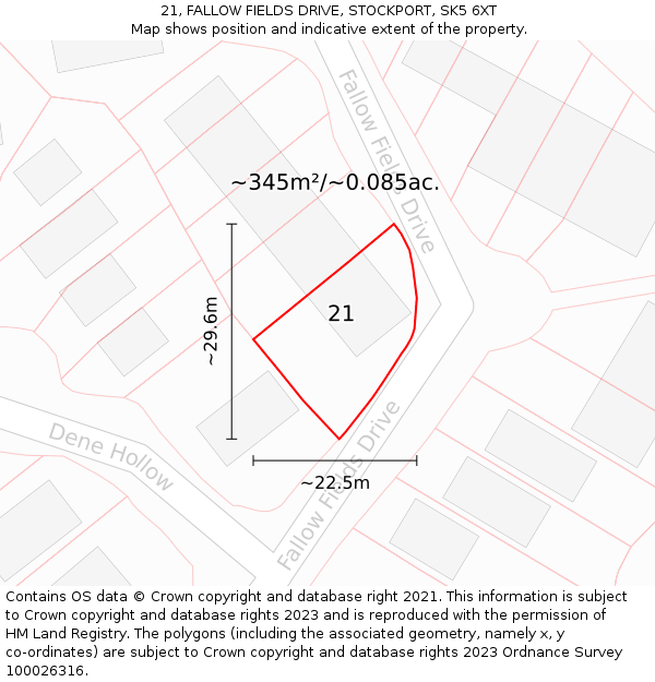 21, FALLOW FIELDS DRIVE, STOCKPORT, SK5 6XT: Plot and title map