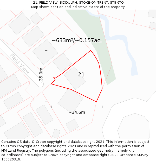21, FIELD VIEW, BIDDULPH, STOKE-ON-TRENT, ST8 6TQ: Plot and title map