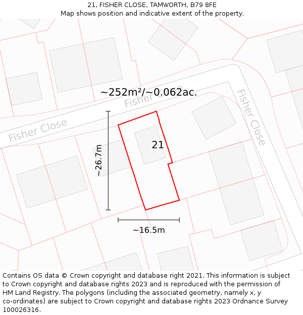 21, FISHER CLOSE, TAMWORTH, B79 8FE: Plot and title map