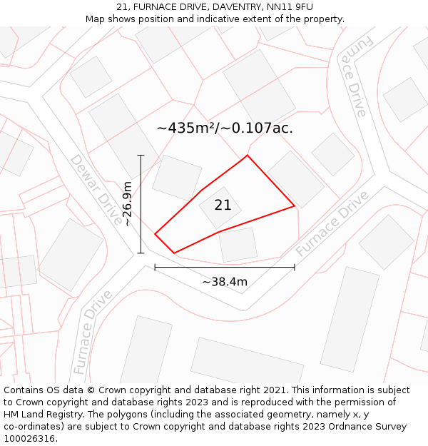 21, FURNACE DRIVE, DAVENTRY, NN11 9FU: Plot and title map