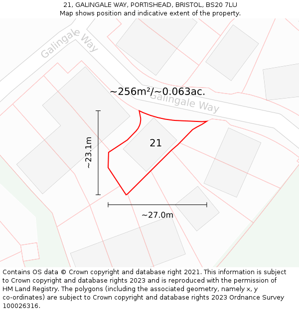21, GALINGALE WAY, PORTISHEAD, BRISTOL, BS20 7LU: Plot and title map