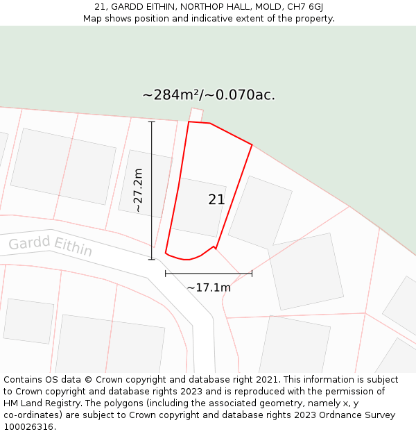 21, GARDD EITHIN, NORTHOP HALL, MOLD, CH7 6GJ: Plot and title map