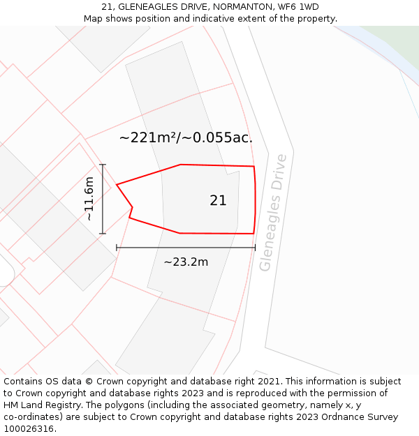 21, GLENEAGLES DRIVE, NORMANTON, WF6 1WD: Plot and title map