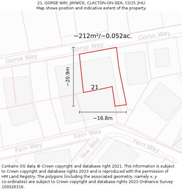 21, GORSE WAY, JAYWICK, CLACTON-ON-SEA, CO15 2HU: Plot and title map