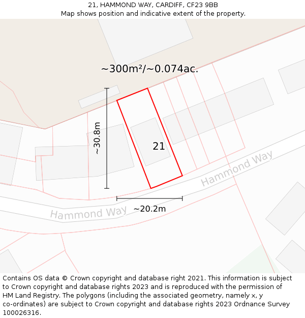 21, HAMMOND WAY, CARDIFF, CF23 9BB: Plot and title map