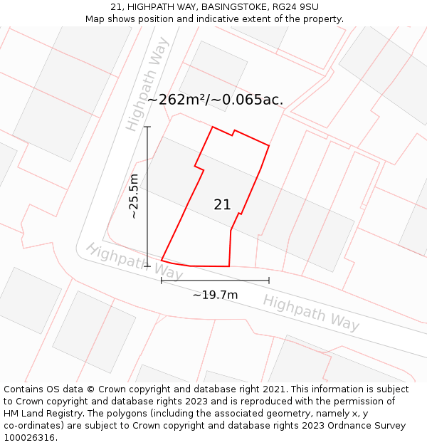 21, HIGHPATH WAY, BASINGSTOKE, RG24 9SU: Plot and title map