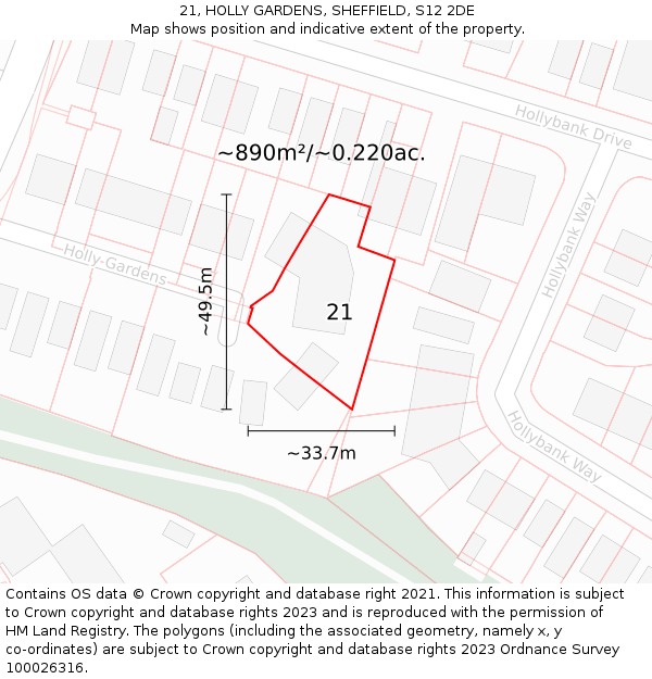 21, HOLLY GARDENS, SHEFFIELD, S12 2DE: Plot and title map
