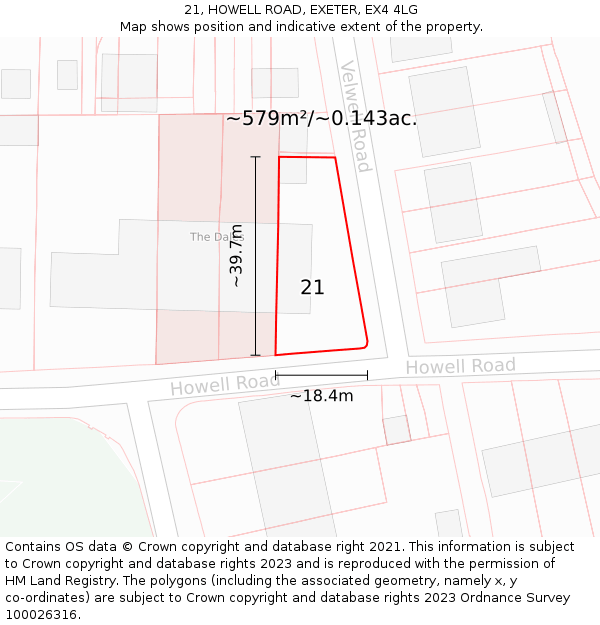 21, HOWELL ROAD, EXETER, EX4 4LG: Plot and title map