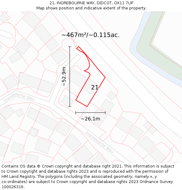 21, INGREBOURNE WAY, DIDCOT, OX11 7UP: Plot and title map
