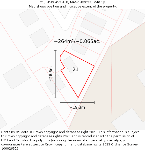 21, INNIS AVENUE, MANCHESTER, M40 1JR: Plot and title map
