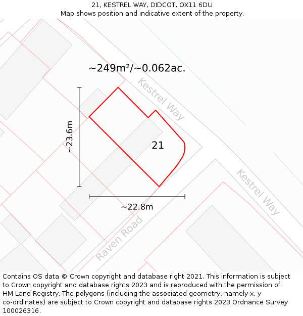 21, KESTREL WAY, DIDCOT, OX11 6DU: Plot and title map
