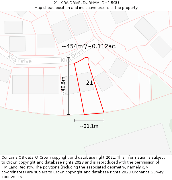 21, KIRA DRIVE, DURHAM, DH1 5GU: Plot and title map