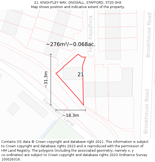 21, KNIGHTLEY WAY, GNOSALL, STAFFORD, ST20 0HX: Plot and title map
