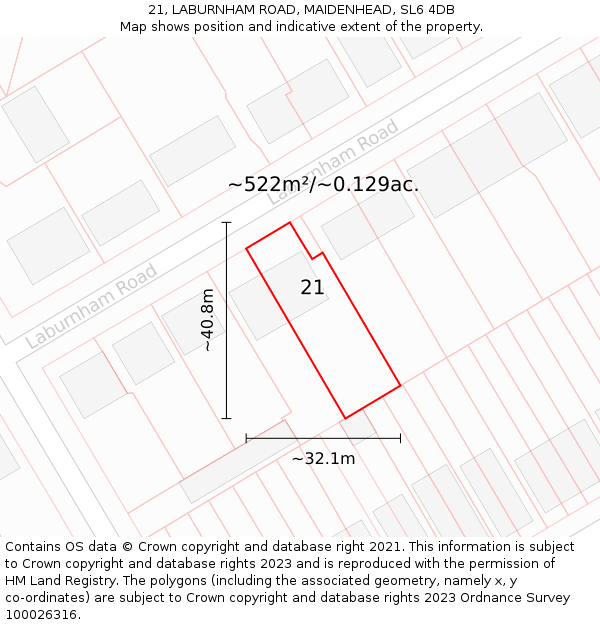 21, LABURNHAM ROAD, MAIDENHEAD, SL6 4DB: Plot and title map