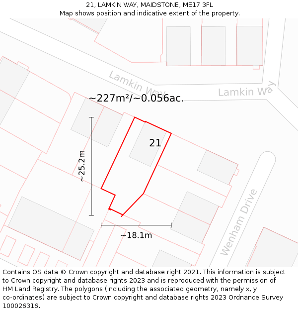 21, LAMKIN WAY, MAIDSTONE, ME17 3FL: Plot and title map
