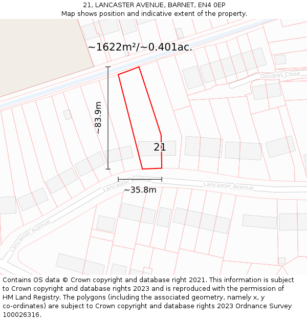 21, LANCASTER AVENUE, BARNET, EN4 0EP: Plot and title map