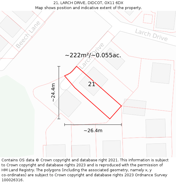 21, LARCH DRIVE, DIDCOT, OX11 6DX: Plot and title map
