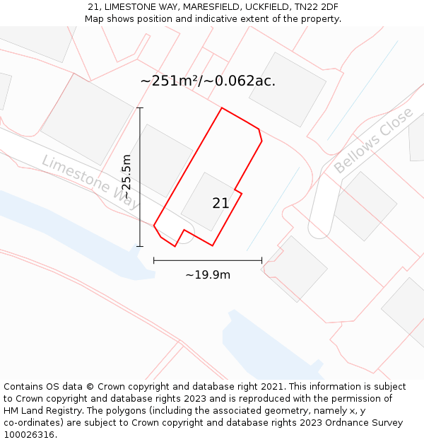 21, LIMESTONE WAY, MARESFIELD, UCKFIELD, TN22 2DF: Plot and title map
