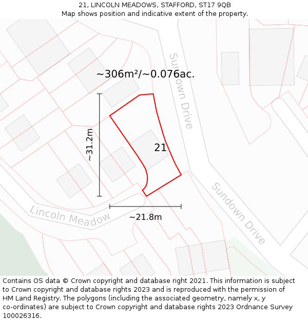 21, LINCOLN MEADOWS, STAFFORD, ST17 9QB: Plot and title map